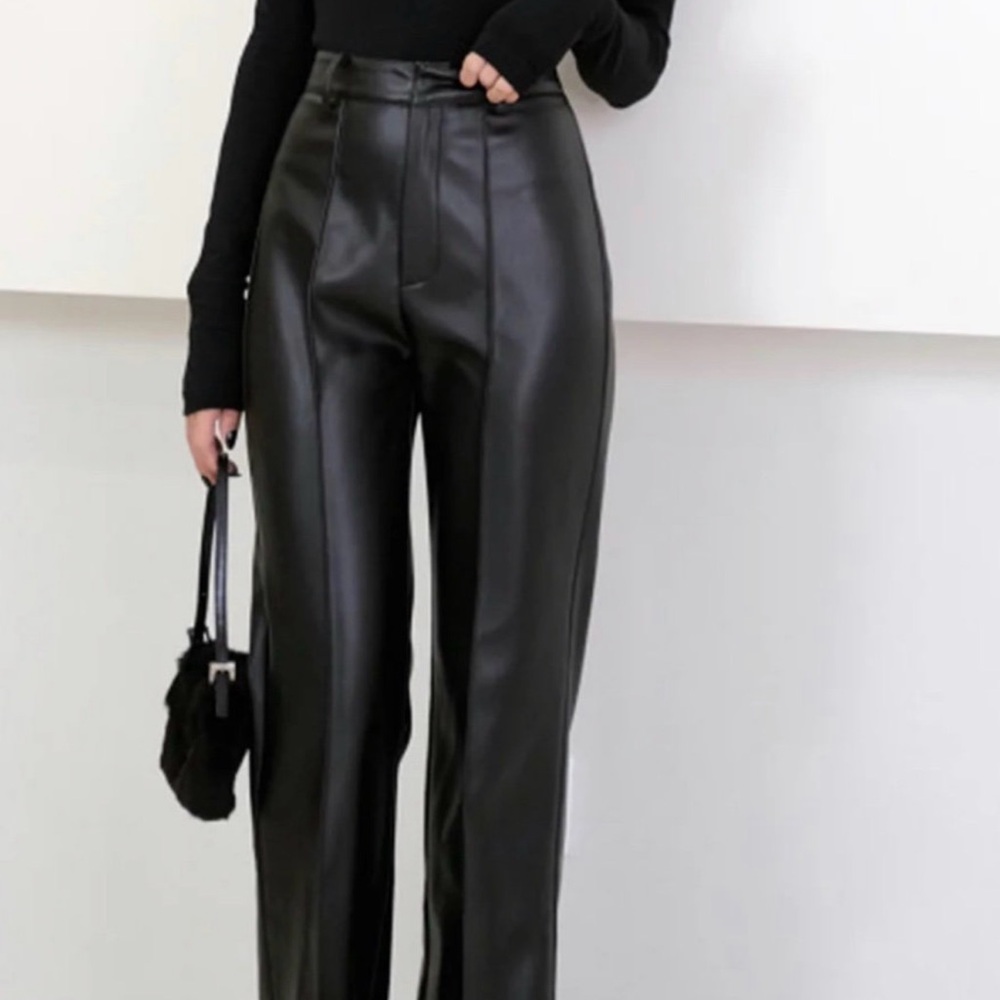 NWT Commense High Waist Faux Leather Pants 🖤 Size S - Picture 3 of 6